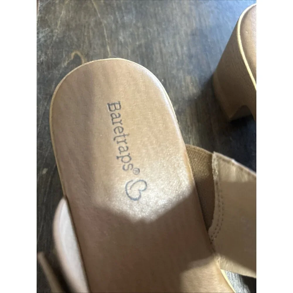 Brown Heels Slide Slip-on Sandals Women's 6.5